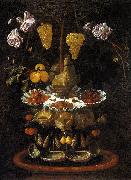 Juan de  Espinosa A fountain of grape vines, roses and apples in a conch shell France oil painting artist